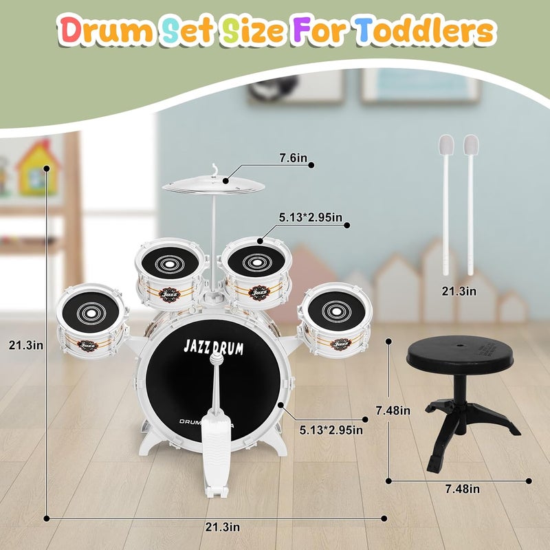 OoneWiser Store Kids Drum Set for Toddlers 1-3 - Musical Toy Drums Set for Kids - 5 Drums Musical Instruments Toys for 3 4 Year Old Brithday Ages 3-5 - Image 4